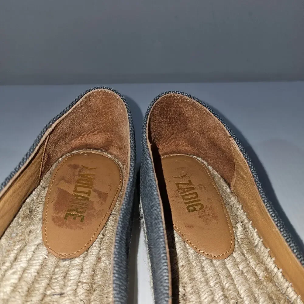 Zadig & Voltaire Platform Espdadrille Loafer Womens EU 40 Black Canvas Slip On